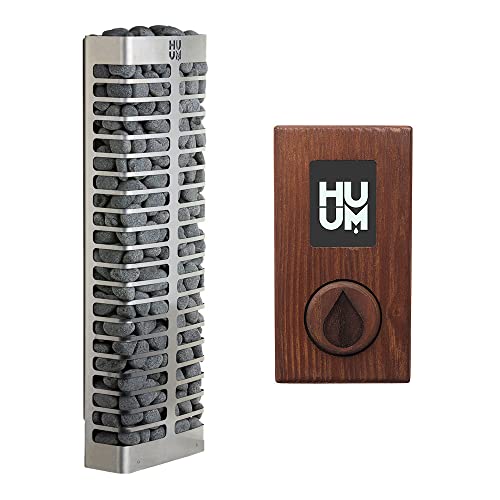 HUUM Steel Mini 3.5 kW Sauna Heater with UKU Control (Wood), 132 pounds of Rounded Olivine Stones Included (for saunas up to 212 cu ft.)