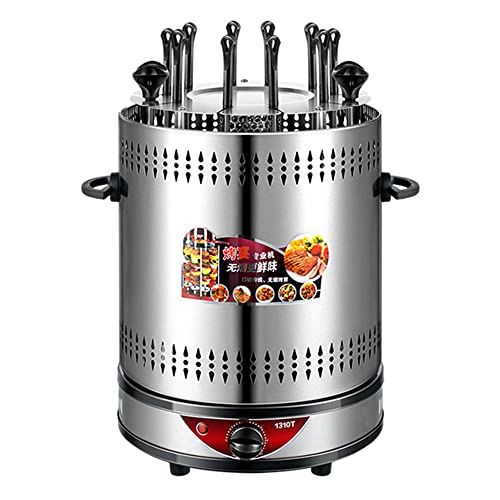 MNSSRN Automatic Rotary Electric Kebab Machine, Automatic Rotary Grill Smokeless Skewers, Built-in Oil Pan - Suitable for Outdoor Camping, 10 Barbecue Sticks