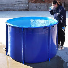 Round Pool Above Ground, PVC Canvas Fish Pond, Foldable/Portable Pool Fish Tank with Drain Valve, Easy to Install, for Outdoor Breeding, Reservoir ( Color : Blue , Size : 3x0.8m-5600L/118x31in )