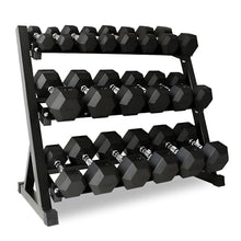 StrengthUSA Rubber Hex Dumbbell Set with Rack 450 lbs Black