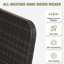 LEVELEVE Patio Conversation Set 5 Piece, Balcony Furniture Outdoor PE Rattan Wicker Lounge Chairs with Soft Cushions, 2 Ottomans & Glass Table for Porch Lawn, Brown (Army Green Cushions