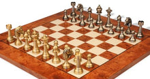 The Chess Store Classic Persian Staunton Solid Brass Chess Set with Elm Burl Board
