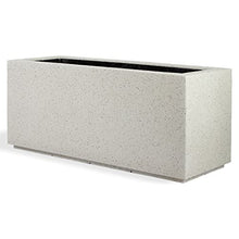 PolyStone Milan Modern Outdoor/Indoor Rectangular Trough Planter - 46" x 17" x 19" H - Lightweight Weather Resistant Stone-Look Resin Planter - Commercial & Residential - White Granite