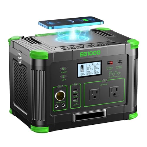 1000W Portable Power Station 999Wh Solar Generator for Outdoor Home