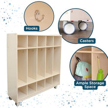 Angeles Mobile 5-Section Locker with Shoe Storage Wooden