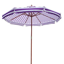 3WWWQMAA8 Purple Striped Umbrella,Large Garden Parasol/Outdoor Protective Market Table Umbrella,2.7m/9FT Patio Umbrella Canopy Easy to Close