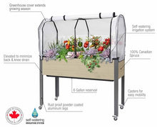 Self-Watering Raised Garden Bed (21" x 47" x 32"H) - Container Gardening with The Convenience of a Self-Watering Irrigation System. Includes Greenhouse & Bug Cover. Made in Canada.