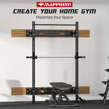 SkiPack Folding Squat Rack Wall Mounted with Weight Bench Black