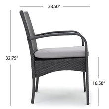 Christopher Knight Home Elmar Outdoor 9 Piece Wood and Wicker Dining Set Sandblasted Dark Gray + Gray
