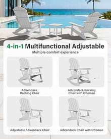 YEFU Adirondack Rocking Chairs Set of 4, with Footrest, 5-Level Adjustable