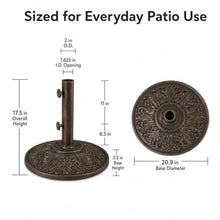 Treasure Garden 50 lb Art Deco Market Umbrella Base – Bronze Auminum Shell with Cast Iron Core – Fits 1.5 Inch Poles