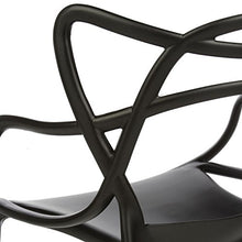 2xhome Modern Dining Chair | Stackable Indoor or Outdoor Entangled Side Chair | Weather Resistant Plastic for Kitchen, Patio, Restaurant, Yard, Porch, Balcony (Set of 6, Black)