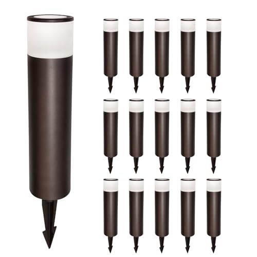Sofiton Low Voltage Bollard Pathway Lights, 1800K-5000K Adjustable, 5W, LED Landscape Path Lighting for Wet Location, Wired Landscape Lights for Walkway Garden Yard, ORB, Aluminum, ETL Listed, 16PK