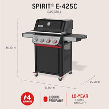 Weber® Spirit® E‑425C Gas Grill for Outdoor Cooking, Propane Grill, Black