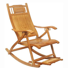 JKSVTF Adult Siesta Rocking Chair Adjustable Rocking Chair,Nordic Balcony Leisure Folding Bamboo Chair,Home Lunch Break Lounge Chair,Comfortable Relax Rocking Chair with Armrest an