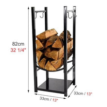 DJVHSRI Heavy Duty Iron Firewood Rack with Tool Holder, Indoor & Outdoor Fireplace Wood Storage Shelf,