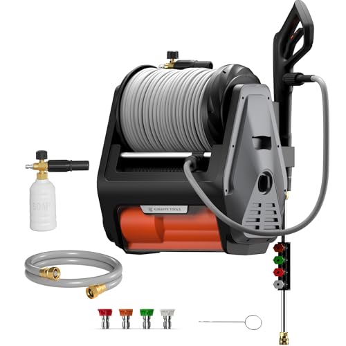 Giraffe Tools Grandfalls Pressure Washer Pro with 100FT Hoses, Dark Silver