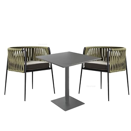 GLigeT Balcony Table and Chair Set Table and Chairs Three-piece Set Rattan Garden Furniture Sets Outdoor Balcony Aluminum Alloy Leisure Open-air Chair Bistro Table Set (Color : 2 Chairs 1 Table-B)