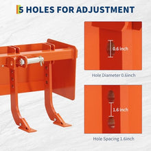 ExploreHorizon 55" Box Blade for Tractor, Cat 0 & Cat 1 Tractor Attachment - 6 Adjustable Scarifier Shanks, Heavy Duty Land Leveling Grading for Driveway, Farm, Landscaping
