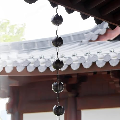 YUSIWOAL Petal Rainwater Collector Chain/Rainwater Diverter/Rain Gutter Chain, Home Roof Downpipe(260cm (102 3/8)