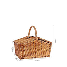 FENOKD Picnic Baskets Four-Person Large-Capacity Outdoor Rattan Picnic Basket with Cutlery and Cover Portable Picnic Supplies，