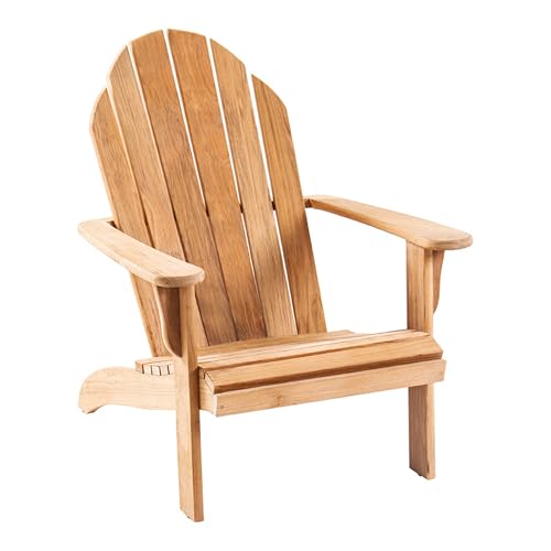 POVL Outdoor Indonesian Grade A Teak Adirondack Chair – All Weather Support Patio Chairs, Easy Assembly, Solid Sustainable Wood, Weather Resistant Outdoor Deck, Lawn & Fire Pit Seating