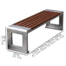 GRFIT Outdoor Bench Stainless Steel Bench for Outdoor Garden, with Plastic Wood Seat Surface, for Balcony, Indoor Terrace, Backless Chair Garden Bench (X-Large)