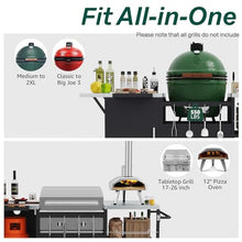 82.5“L Outdoor Grill Station for Big Green Egg, Heavy Duty Grill Cart for Kamado Joe Big Joe & Tabletop Griddle, Mobile BBQ Island with Weatherproof Cover