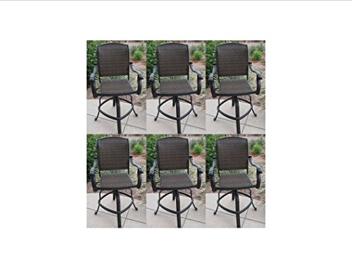 Patio Land Outdoor Living Santa Clara 6pc Outdoor Patio Set with Swivel Barstools Dark Bronze