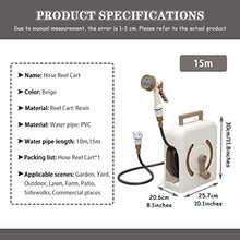 JKSVTF Hose Reel Cart Water Hose Cart Reel Compact Garden Hose Organizer, Portable Retractable Hose Reel, Household Car Wash Tool with Water Gun, for Backyard (Beige Hose Cart+15m Pipe)