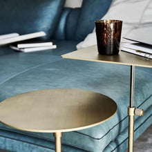 ENGENDER Couch Side Table Household Liftable Stainless Steel Metal Sofa Side Table Cafe Small Narrow End(A)