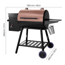 Wood Pellet Smoker Grill, BBQ Electric Grill with Digital Temperature Control & Hopper, Outdoor Smoking Grill with Side Shelf & Wheels for Backyard Patio Camping Tailgating