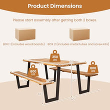 ORALNER Acacia Wood Picnic Table Bench Set w/2“ Umbrella Hole, 6-8 Person