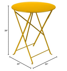 Fermob - Bistro 24" Round Table - Lacquered Steel Folding Table for Two to Three People - No Parasol Hole - Outdoor & Indoor Use - Honey Textured