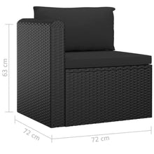 GKHPYURE 9 Piece Patio Lounge Set with Cushions Poly Rattan Black