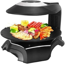 Electric Smokeless Grill with 360° Rotating Oven,Adjustable Timer and Temperature for Indoor and Outdoor Use