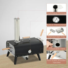 Outdoor Pizza Oven with 12" Rotating Stone, Peel and Cover, Portable Pellet Wood Fired Pizza Maker with Foldable Legs, Stainless Steel Pizza Grill for Outside, Backyard, Outdoor Kitchen