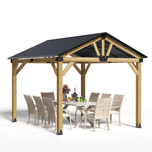 COSIEST 10x12FT Cedar Wood Gazebo with Galvanized Steel Gable Roof Cedar - Single Roof