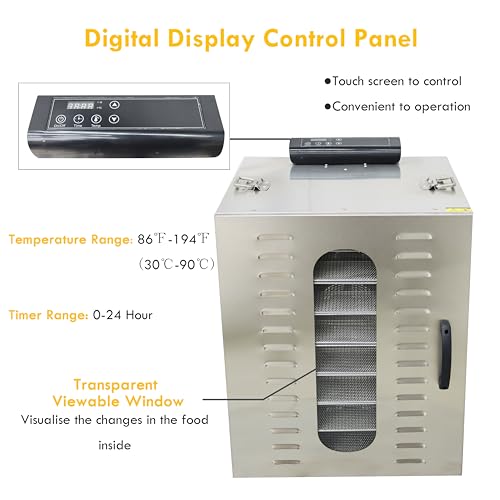 BREVELTION Food Dehydrator 16 Layers Silver