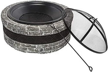 Garden Fire Pit Grill Bowl Grill Barbecue Rack Charcoal Barbecues Outdoor Fire Pit Bowl Round Charcoal Wood Heating Brazier Imitation Stone Wood Grain Stove Courtyard Hotel Decoration