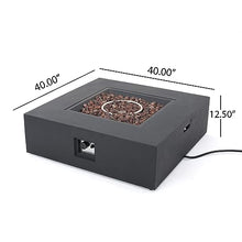 Merax 40-inch Modern Square MGO Propane Fire Pit Table, 50,000 BTU Outdoor Patio Heater with Exterior Tank Hookup, Concrete Firepit, Dark Grey