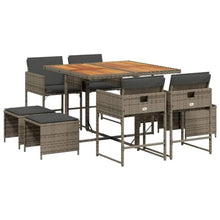 DYRJDJWIDHW Outdoor Seating Furniture,Outdoor Conversation Sets,9 Piece Patio Dining Set with Cushions Gray Poly RattanSuitable for Patio, Garden, Gazebo Low
