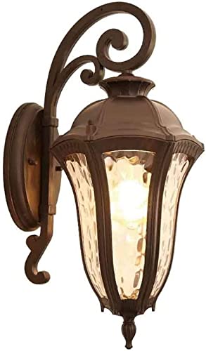 Outdoor Waterproof Wall Lamp Retro Garden Wall Lantern Glass Shade Large Lighting Fixture Industrial Aluminum Wall Sconce for Porch Courtyard Garden Villa，One Color-Large 25inch