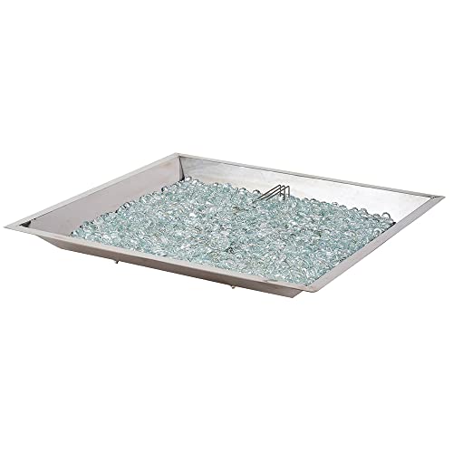 The Outdoor Greatroom Company Propane Gas Burner - Square Crystal Fire Plus Stainless Steel Gas Burner - Stainless Steel Pan with Natural Gas Fire Pit Insert - 24 x 24 inch