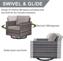 HTERWQEA Patio Furniture Set 6 Piece Outdoor Wicker Chairs with Ottomans, Conversation with Coffee Table, Couch Seating for Balcony Garden Poolside