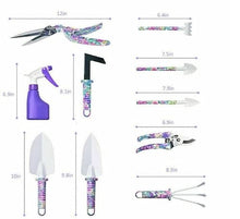 XIXIDIAN Garden Tools Set, 10 Pieces Gardening Tools with Purple Floral Print & Plastic Box, Ergonomic Handle Garden Hand Tools,Planting Tool Gardening Gifts for Women Men