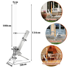 Outdoor Pellet Torch, Stainless Steel Patio Heater with 100 x 8 cm Glass Tube, Decorative Ambience Fire Column, for Garden, Easy to Assemble