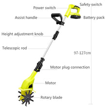 Cordless Electric Tiller Cultivator,Garden Rototiller for Soil Digging,10cm Working Width, 20cm Tilling Depth(Size:2*Battery)