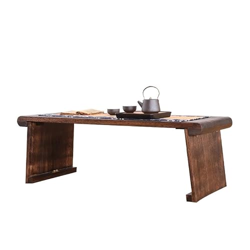 Couch End Table Creative Chinese Style Solid Wood Tea Art Decoration Table Multifunctional Portable Bed Table Floating Window Coffee Table Tea Table Corner Tables for Living Room (Color : 110x40x37cm