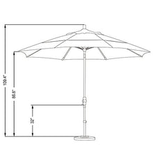 California Umbrella 11' Round Crank Lift Patio Umbrella Aluminum Pole Fiberglass Rib Tuscan